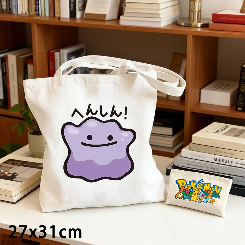 2PCS Pokemoned Canvas Bag and  - Pokemon Anime Merchandise ulasan dan harga